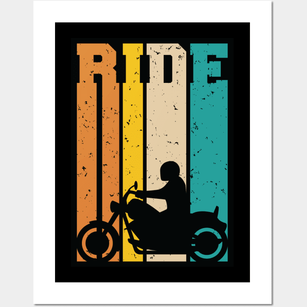 Ride Retro Motorcycle Super Sportbike Silhouette Illustration Wall Art by hobrath